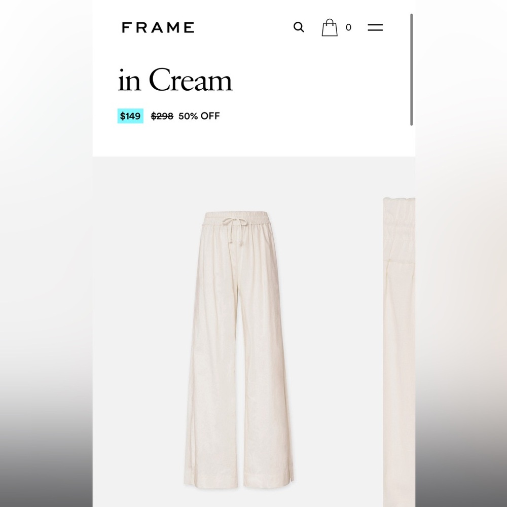 FRAME Cream Linen Wide Leg Pant NWT